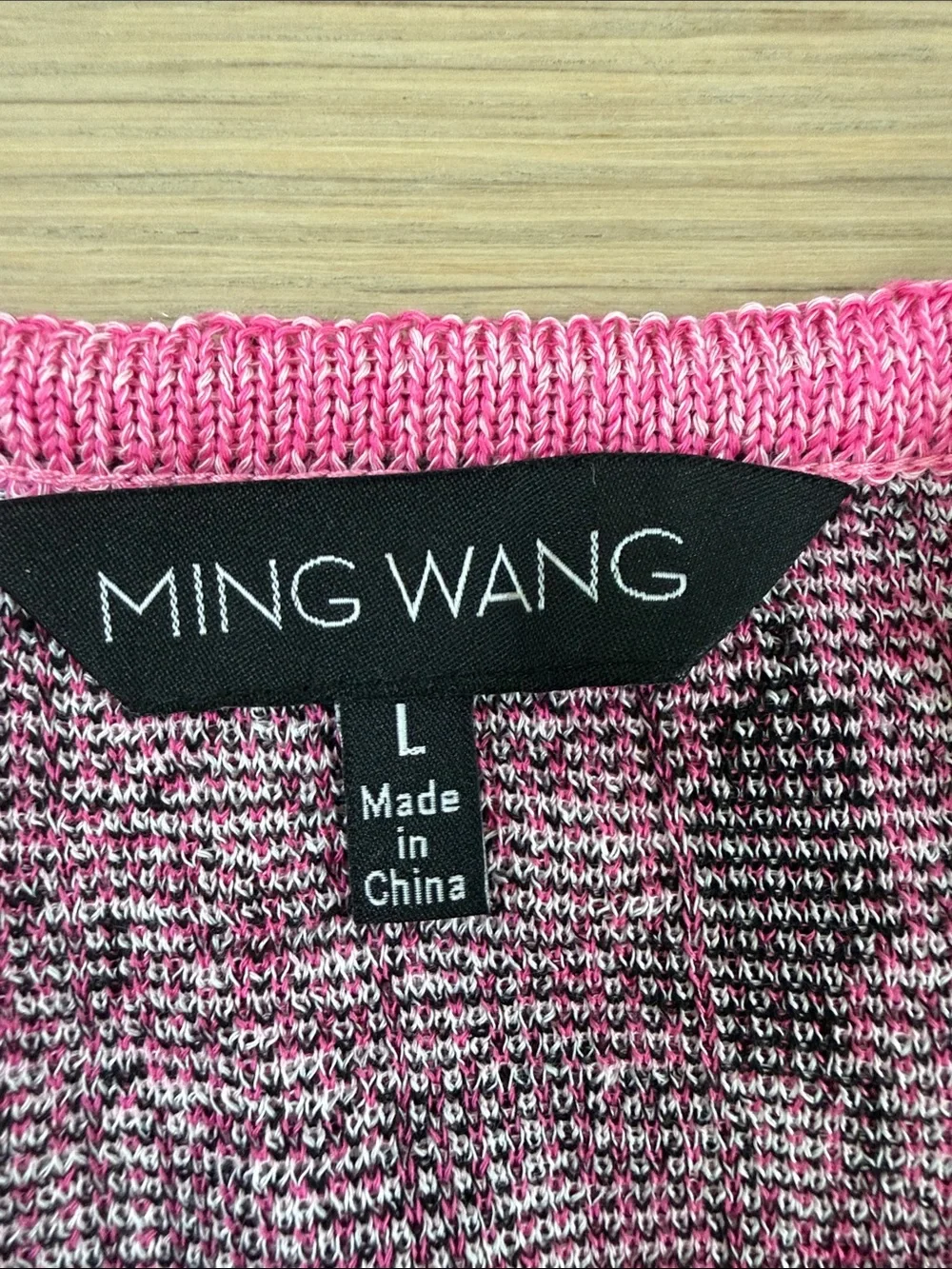 Ming Wang Fuchsia Pink Floral Knit Jacket Textured Blazer Cardigan L